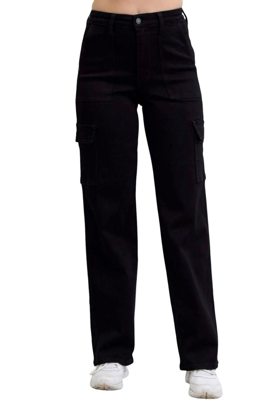 Judy Blue High Waist Cargo Wide Leg Jeans Black Denim Size 7/28